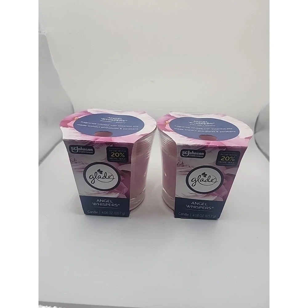 Glade Angel Whispers Scented Candle Jar, Pink, 4.08 oz, 2 Count